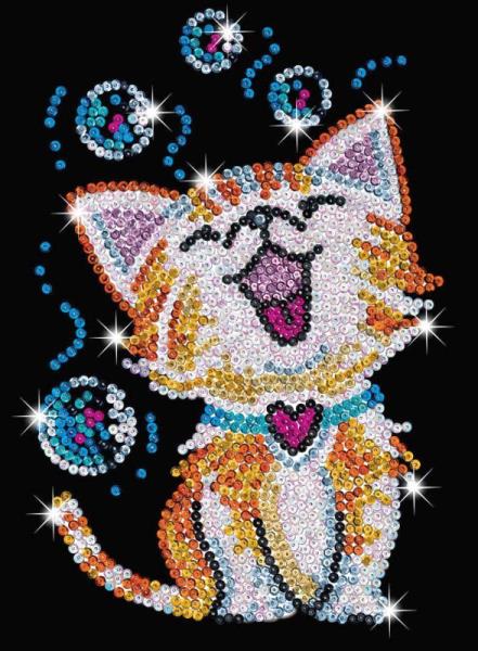 sequin art cekinowy obrazek kotek bubbles 25x34cm 1602