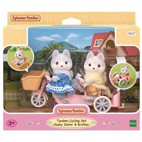 SYLVANIAN FAMILY PIESKI HUSKY NA ROWERZEZESTAW Z FIGURKAMI