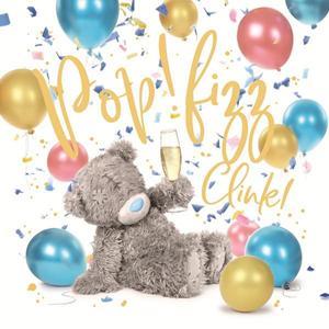 MG-Kartka holograficzna 3D - Miś z kieliszkiem szampa