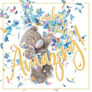 MG-Kartka holograficzna 3D - Miś rzucającykonfetti