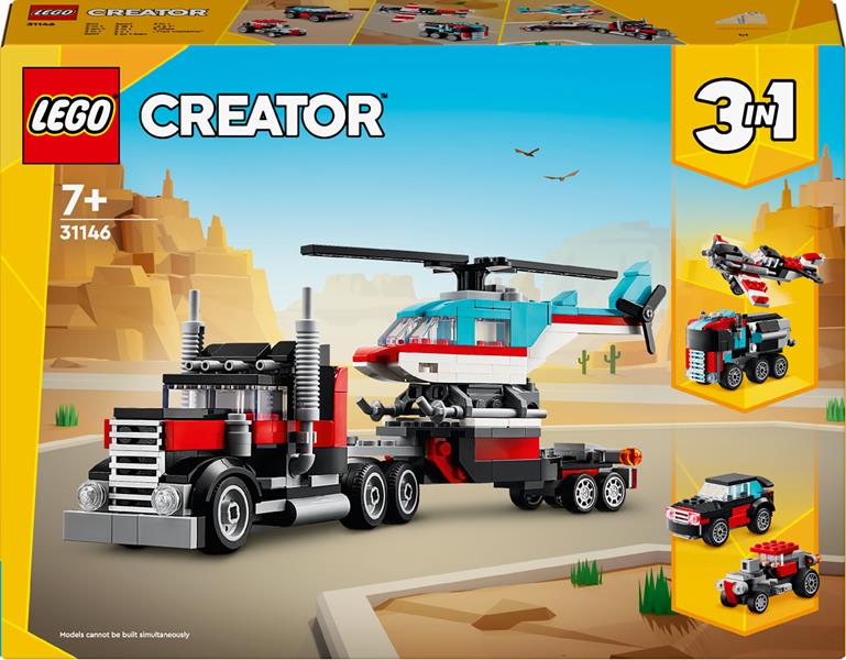 LEGO CREATOR CIĘŻARÓWKA Z PLATFORMĄ I HELIKOPTEREM 31146