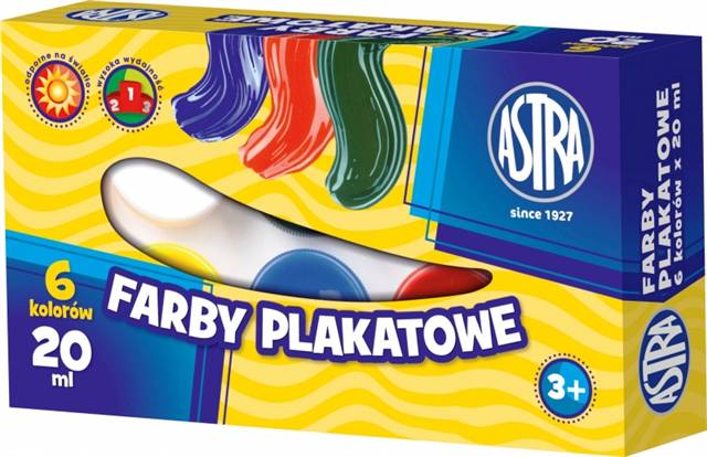 astra farby plakatowe 6 kolorów 20ml 301109 001 /6/