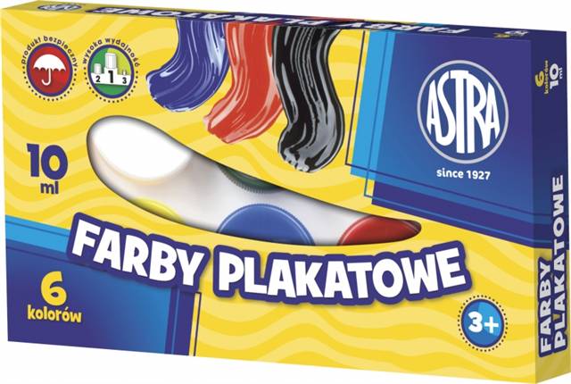 astra farby plakatowe 6kol.10ml 83 111  903 /10/