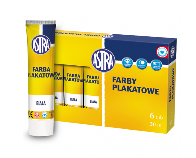 astra farby plakatowe biała tuba 30ml 83110 904  /6/