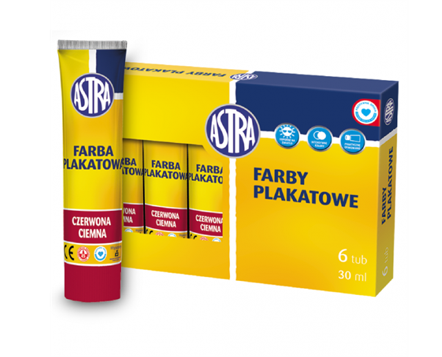 astra farby plakatowe ciemno czerwona   tuba 30ml 83 110 911  /6/