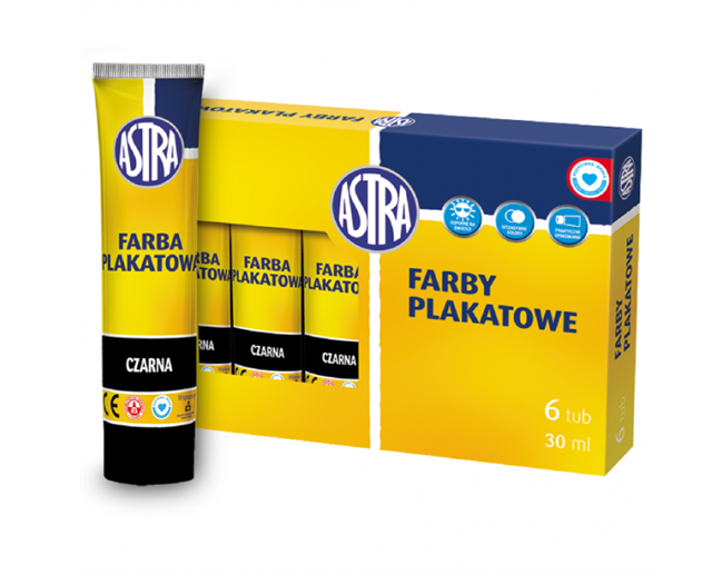 astra farby plakatowe czarna tuba 30ml  83 110 909 /6/