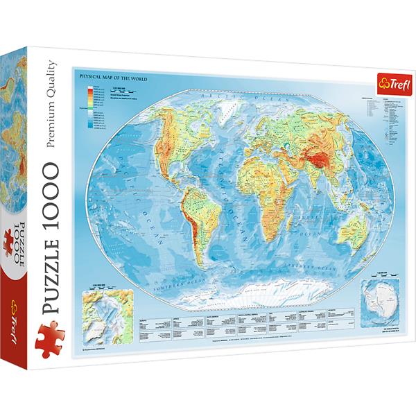TREFL PUZZLE 1000EL MAPA FIZYCZNA ŚWIATA 10463