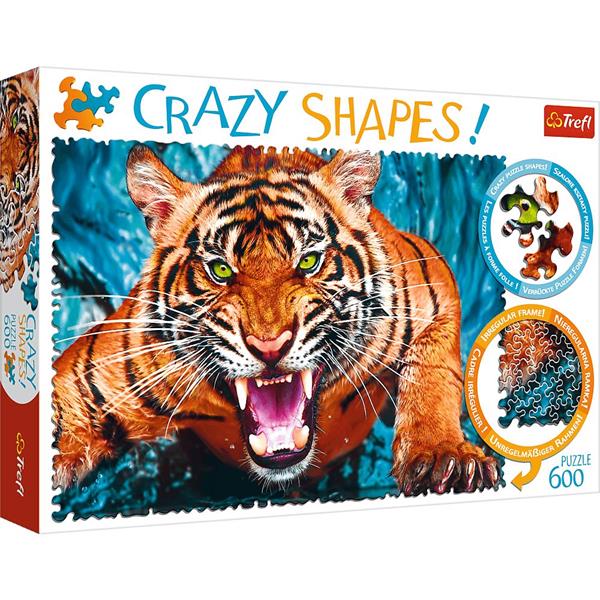 trefl puzzle 600el crazy shapes oko w oko z tygrysem 11110