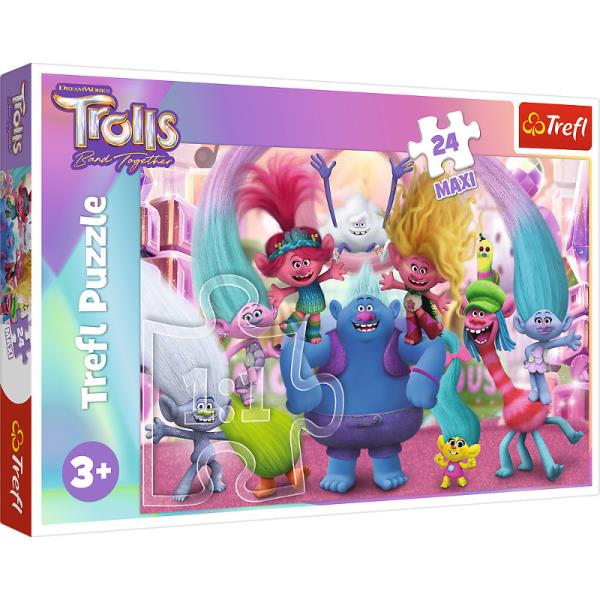 trefl puzzle 24el maxi w świecie trolli 14359