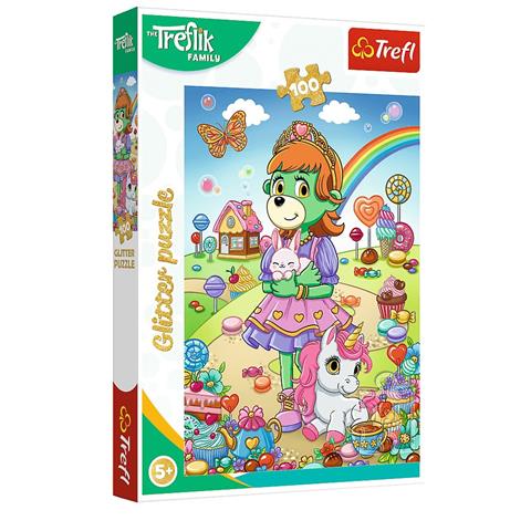 TREFL PUZZLE 100EL GLITTER BROKATOWE TREFLIKI 14833