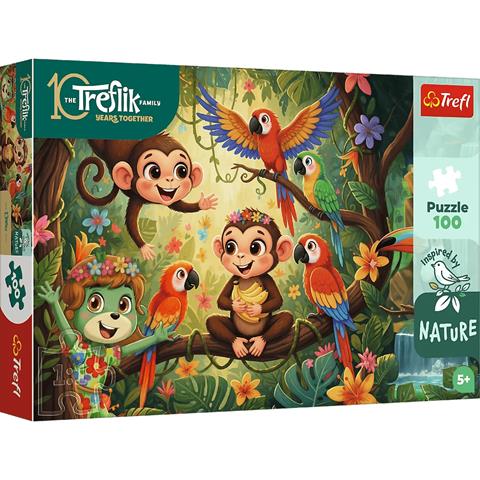 TREFL PUZZLE 100EL NATURE MAŁPKI I PRZYJACIELE RODZINA TREFLIKÓW 16570