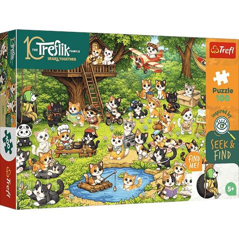 TREFL PUZZLE 100EL SEEK&FIND KOCI ŚWIAT 16587