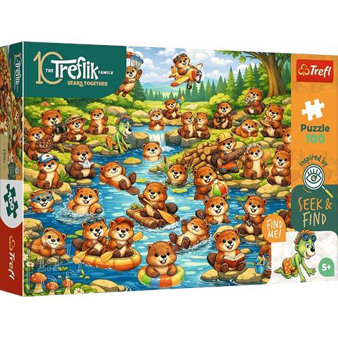 TREFL PUZZLE 100EL SEEK&FIND BOBRY W AKCJI 16588