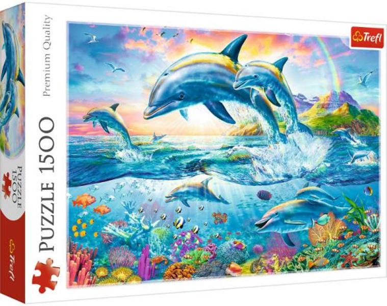 trefl puzzle 1500el rodzina delfinów 26162