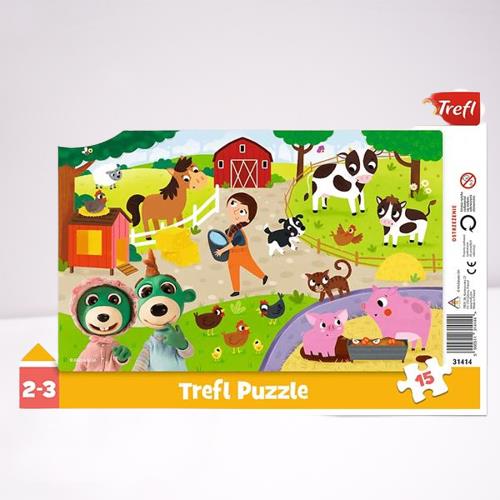 trefl puzzle 15el ramkowe urocze bobaski i miś 31414