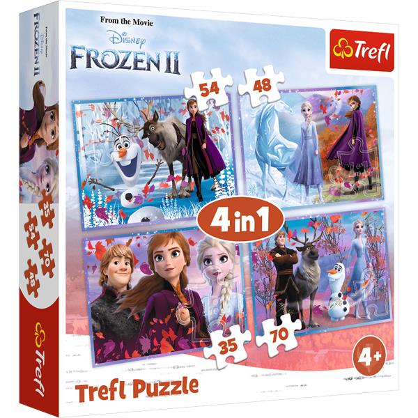 TREFL PUZZLE 4w1 PODRÓŻ W NIEZNANE FROZEN 2 34323 35,48,54,70EL.