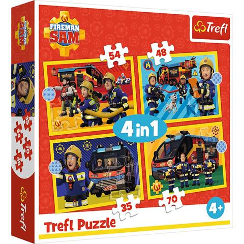 TREFL PUZZLE 4W1 STRAŻAK NA SYGNALE STRAŻAK SAM 34348