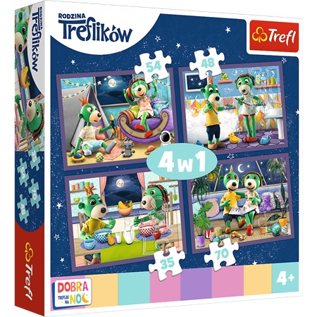 trefl puzzle 4w1 wieczorne rytuały treflików- dobranoc  trefliki na dobranoc 34370