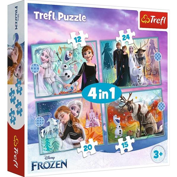 trefl puzzle 4w1 frozen ii 12,15,20,24el 34381