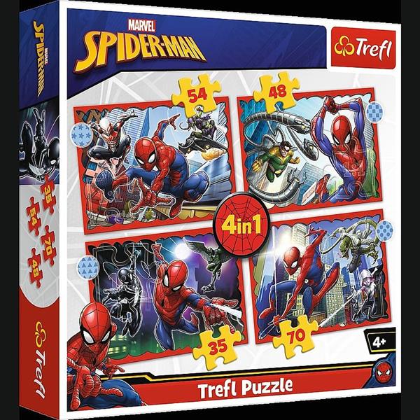 trefl puzzle 4w1 bohaterski spider-man  35,48,54,70el 34384