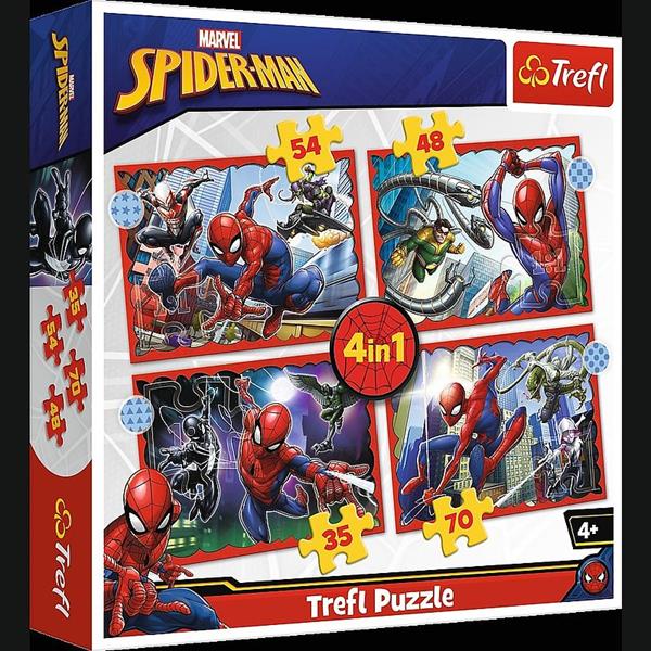 TREFL PUZZLE 4w1 BOHATERSKI SPIDER-MAN  35,48,54,70EL 34384