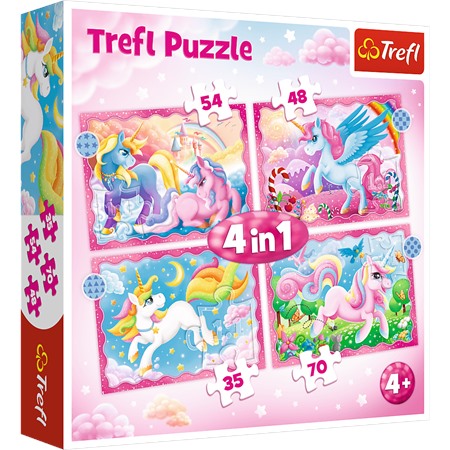 TREFL PUZZLE 4w1 JEDNOROŻCE I MAGIA 35,48,54,70EL 34389