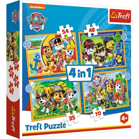 trefl puzzle 4w1 psi patrol wakacyjnie 35,48,54,70el 34395