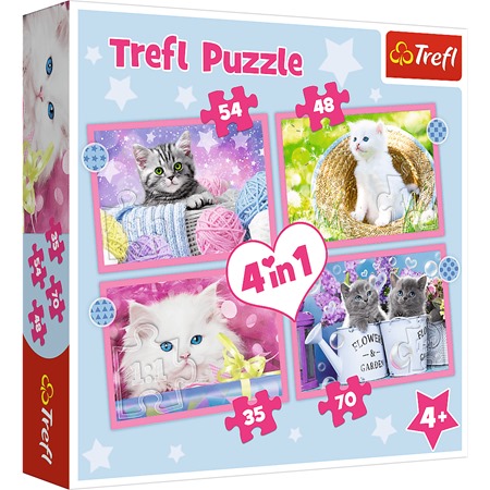 trefl puzzle 4w1 zabawne kotki 35,48,54,70el 34396