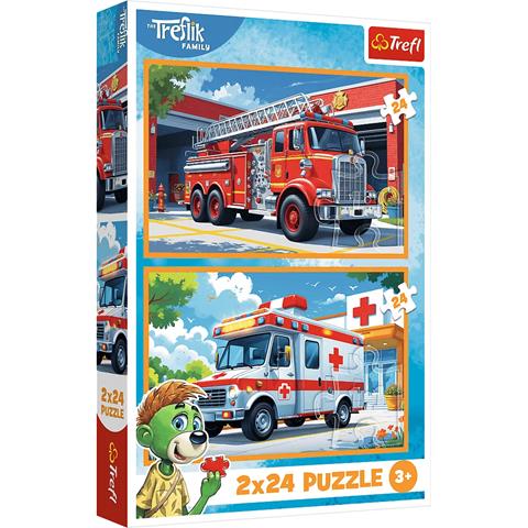TREFL PUZZLE 2X24EL WÓZ STRAŻACKI I KARETKA 34447