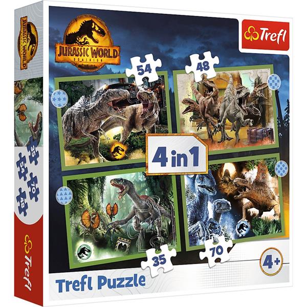 trefl puzzle 4w1 groźne dinozaury 34607