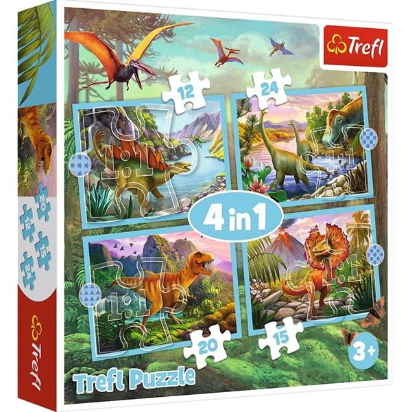 trefl puzzle 4w1 wyjątkowe dinozaury 12,15,20,24el. 34609
