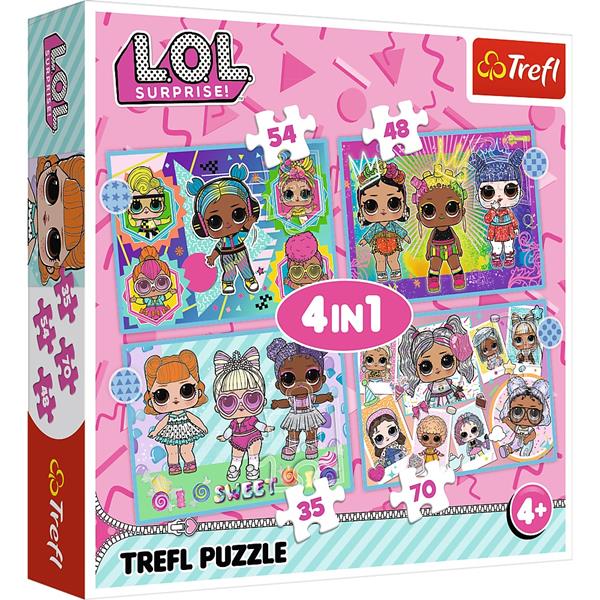 trefl puzzle 4w1 laleczki lol surprise 34613