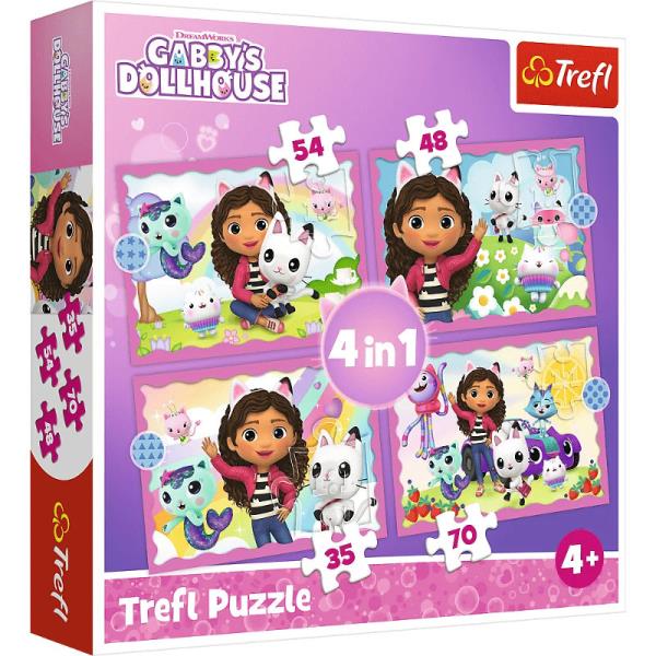 trefl puzzle 4w1 koci domek gabi przygody gabi 34620