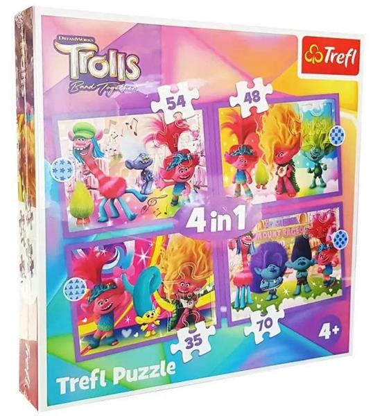 trefl puzzle 4w1 rodzina treflików 35,48,54,70 el 34623