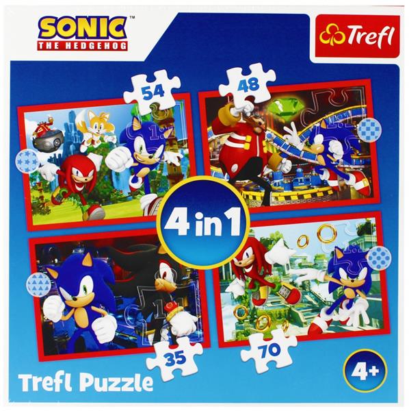 TREFL PUZZLE 4w1 PRZYGODY SONICA 35,48,54,70EL 34625