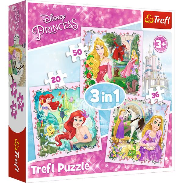 trefl puzzle 3w1 princess 34842         20,36,50el.