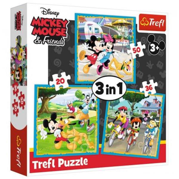 trefl puzzle 3w1 myszka miki z przyjaciółmi 34846 20,36,50el.