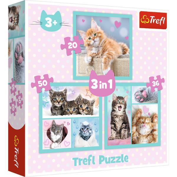 trefl puzzle 3w1 słodkie zwierzaki 34854