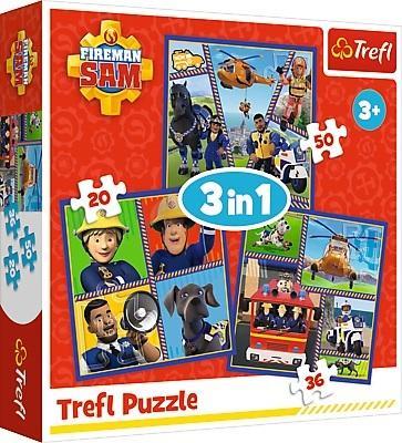 trefl puzzle 3w1 dzień strażaka sama 34868