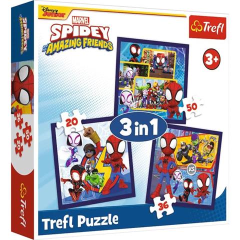 TREFL PUZZLE 3W1 PAJĄKI I DINOZAURY SPIDEY 34892