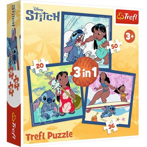 TREFL PUZZLE 3W1 CZAS ZE STITCHEM  DISNEY 34896