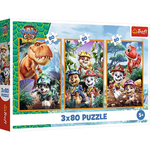 TREFL PUZZLE 3X80EL BOHATEROWIE DINOZAURÓW PSI PATROL 34905
