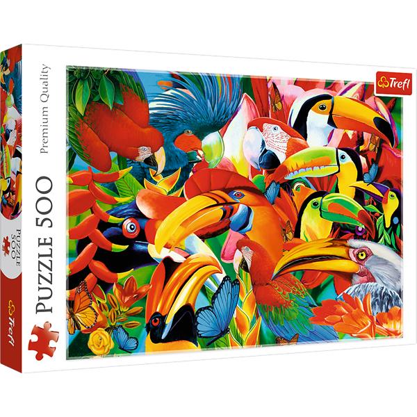 trefl puzzle 500el kolorowe ptaki 37328