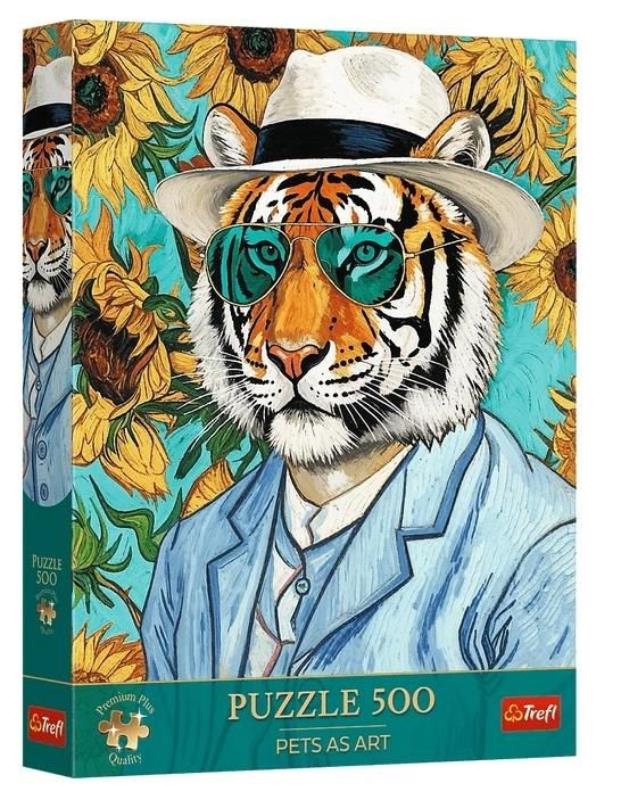 TREFL PUZZLE 500EL PREMIUM PLUS PAN TYGRYS I SŁONECZNIKI 37626