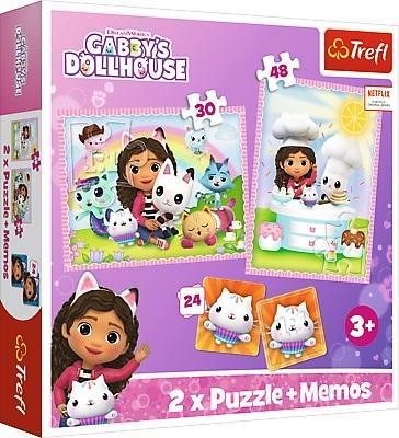 trefl puzzle 2w1 memos koci domek gabi  z kocim przyjacielem 93382