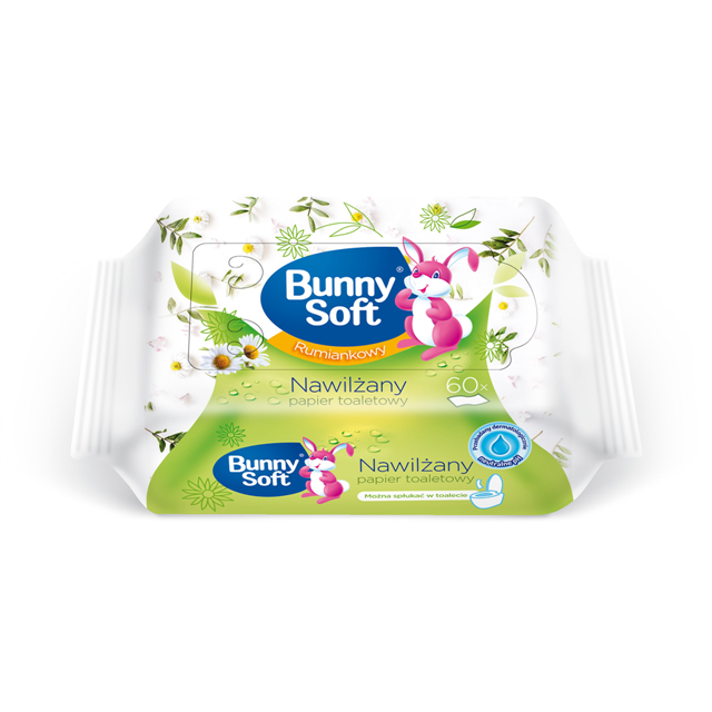 bunny soft papier toal. nawilżany 60szt.rumiankowy