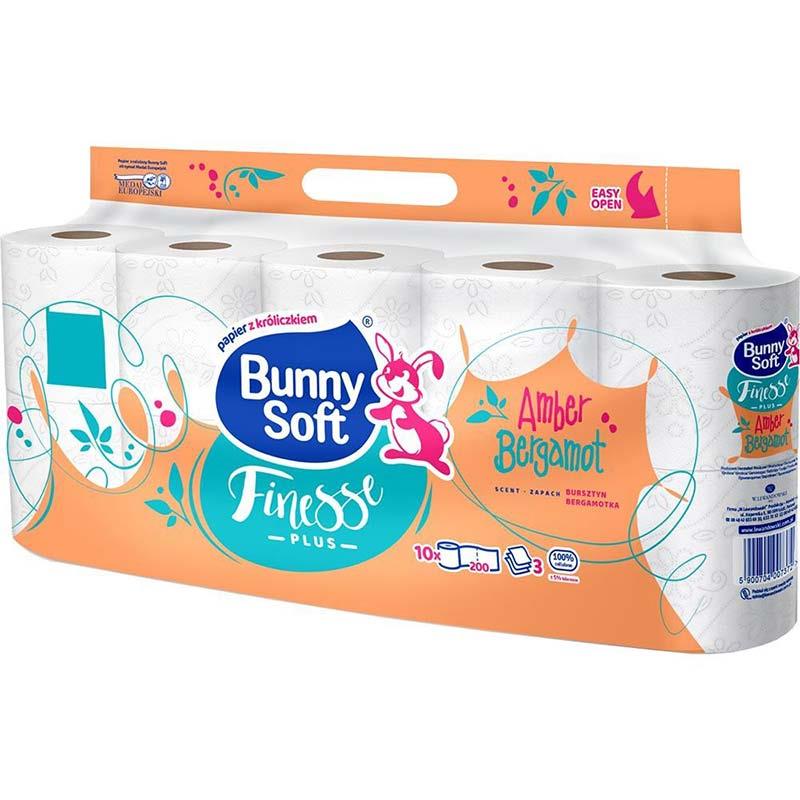 BUNNY-SOFT PAPIER TOAL.A'10 7372  /7/   200LISTKÓW 3 WARSTWY FINESSE PLUS       ZAPACH BURSZTYN BERGAMONT 100% CELULOZA