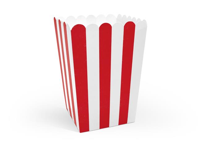Pudełka na popcorn, mix, 7x7x12,5cm: 1op./6szt. PARTYDECO
