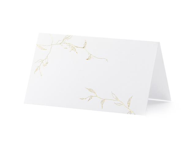 Wizytówki na stół - Gałązki, złoty, 9,5x5,5cm: 1op./10szt. PARTYDECO