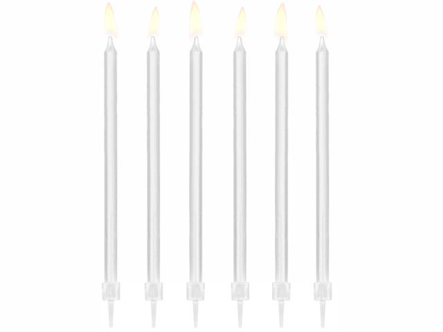 Świeczki urodzinowe gładkie, biały, 14cm: 1op./12szt. PARTYDECO